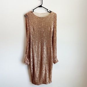 Rose gold sequin party dress